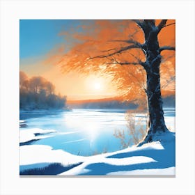 Icy Lake in the Glow of a Winter Sun Canvas Print
