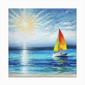 Sailboat On The Beach Canvas Print