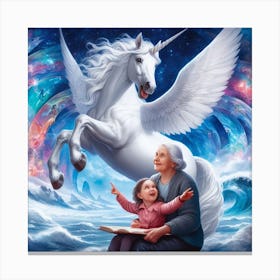 Grandma And Unicorn Canvas Print