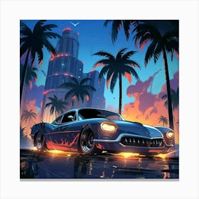 Classic Car In The City Canvas Print