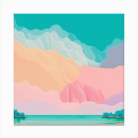 Mountains By The Sea  Abstract Landscape Painting Canvas Print