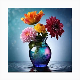 Colorful Flowers In A Vase 26 Canvas Print