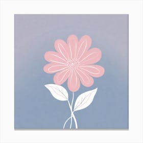 A White And Pink Flower In Minimalist Style Square Composition 89 Canvas Print