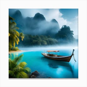 Firefly A Boat On A Beautiful Mist Shrouded Lush Tropical Island 31069 (2) Canvas Print