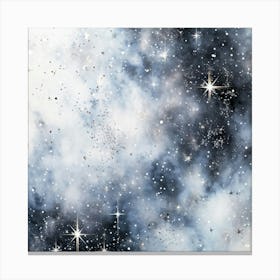 Abstract Galaxy In Watercolor Foreground Dust And Silver Sparkles Shimmering Space With A Bokeh Ef (7) Canvas Print