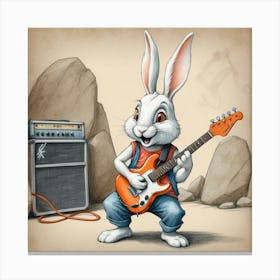 Bunny Playing Guitar 4 Canvas Print