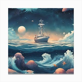 Ship In The Sea Canvas Print