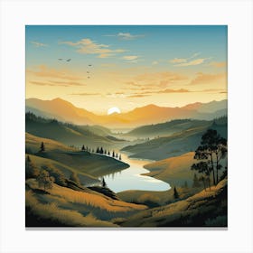 Landscape At Sunset 1 Canvas Print