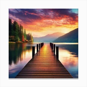 Sunset On A Dock Canvas Print