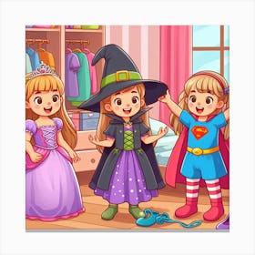 Little Witches In The Bedroom Canvas Print