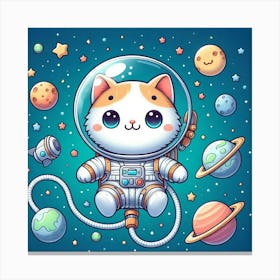 Cute Cat In Space Canvas Print