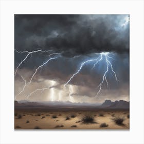 Lightning In The Desert 1 Canvas Print