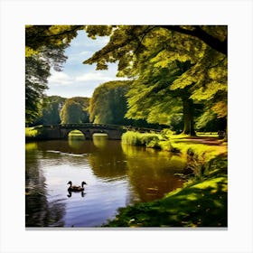 Nature Summer Outdoors Water Sightseeing Victory Park Duck Pond Garden Lake Shore Autumn (9) Canvas Print