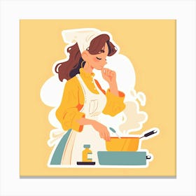 Woman Cooking Canvas Print