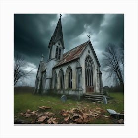 Church Under A Stormy Sky Canvas Print