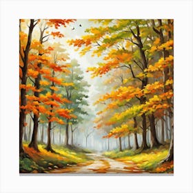 Forest In Autumn In Minimalist Style Square Composition 295 Canvas Print