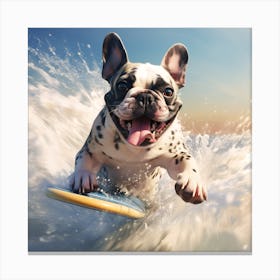 Frenchie Surfing Art By Csaba Fikker 002 Canvas Print