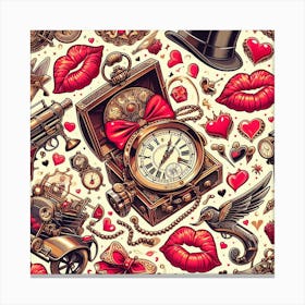 Valentine's Day, kiss pattern Canvas Print