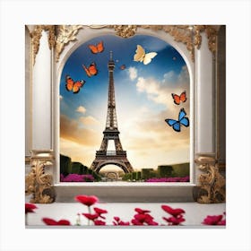 Paris With Butterflies 163 Canvas Print