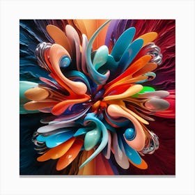 A Vibrant, 3d Rendered Collage Featuring A Mesmerizing Array Of Abstract Colors, With Swirling (3) (1) Canvas Print