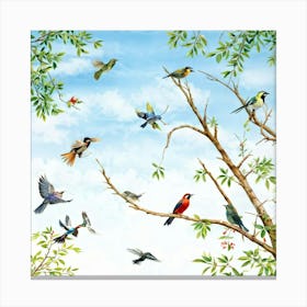 Birds In The Tree Canvas Print