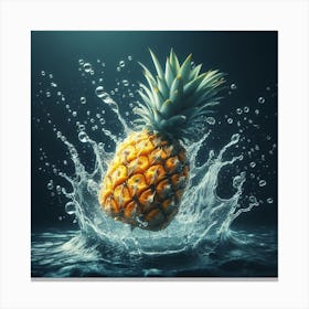 A Pineapple with Water Splash 3 Canvas Print