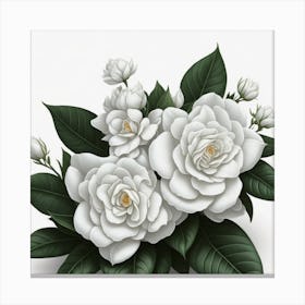 White Gardenias myluckycharm Canvas Print