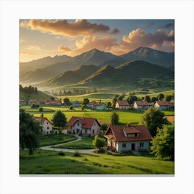 Sunset In The Village City art print Canvas Print