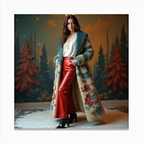 Woman In A Fur Coat 9 Canvas Print