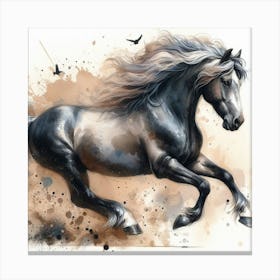 Horse In Motion, Horse Watercolour Art Print 1 Canvas Print