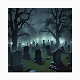 Graveyard At Night 12 Canvas Print