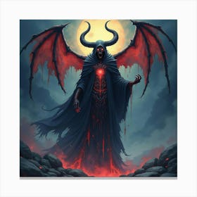 Demonic Soul In A Watercolor Mystical Abyss, Dark And Vivid 1 Canvas Print