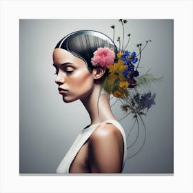 silhouette of a  girl with flower Canvas Print