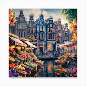 Amsterdam Flower Market Canvas Print