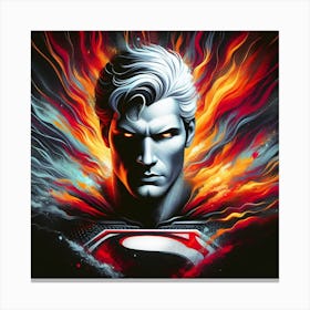 Superman In Flames Canvas Print