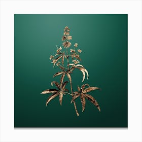 Gold Botanical Chaste Tree on Dark Spring Green n.4689 Canvas Print