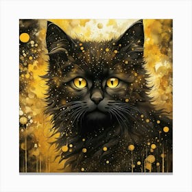 Black Cat With Yellow Eyes Canvas Print