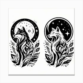 Moon And Wolf Canvas Print