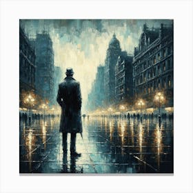 Man In The Rain Canvas Print