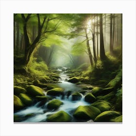 Stream In The Forest Canvas Print