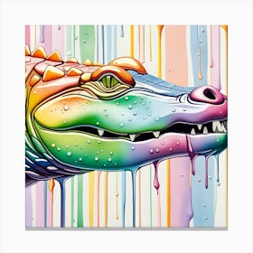 Alligator Watercolor Dripping Canvas Print