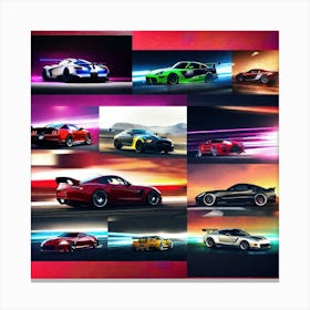Collection Of Racing Cars Canvas Print