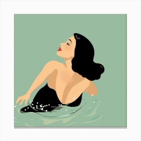 Pin Up Girl In Water Canvas Print