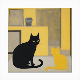 Two Cats In A Yellow Room Canvas Print