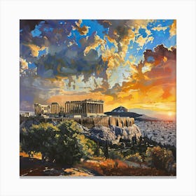 Sunset At The Acropolis Canvas Print