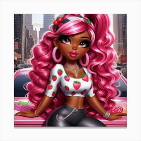 Black Girl With Pink Hair 2 Canvas Print