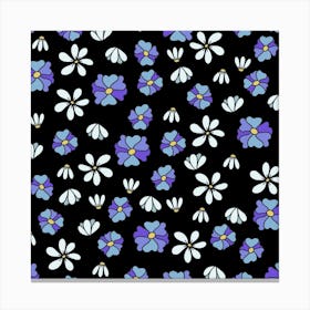 Flowers On A Black Background Canvas Print