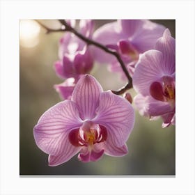 A Blooming Orchid Blossom Tree With Petals Gently Falling In The Breeze 3 Canvas Print