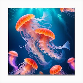 Jellyfishes In The Sea Canvas Print