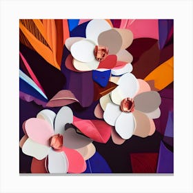 White Flower Collage Canvas Print